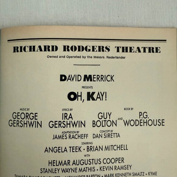 Oh Kay Playbill 1990 Richard Rodgers Theatre Broadway Musical George Gershwin - Picture 8 of 15